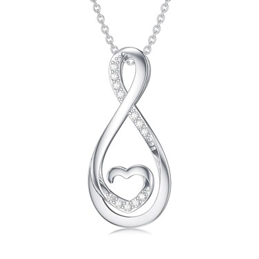 LWXIE Diamond Infinity Necklace for Women 925 Sterling Silver Infinity Heart Pendant Necklace Diamond Infinity Necklace for Mother's Day Anniversary Birthday Christmas Gift for Her