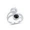 Santuzza 925 Sterling Silver Black &amp; White Round Gemstone Ring Black Spinel White Cubic Zirconia Twisted Ring for Women (8)