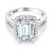 Gem Stone King 3.68 Cttw Sky Blue Simulated Aquamarine Engagement Ring For Women   925 Sterling Silver   Emerald Cut 10X8MM   Available In Size 5,6,7,8,9