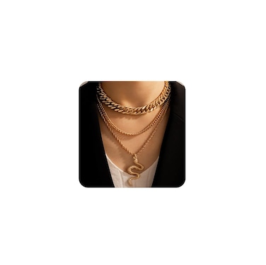 Missgrace Layered Chunky Bohemian Necklace Gold Choker Coin Chain Snake Pendant Multilayered Long Necklaces Jewelry for Women