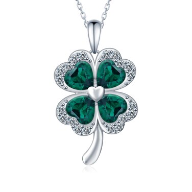 Daixiya Clover Necklace 925 Sterling Silver Four Leaf Clover Pendant Necklace Clover Jewelry Gifts for Women