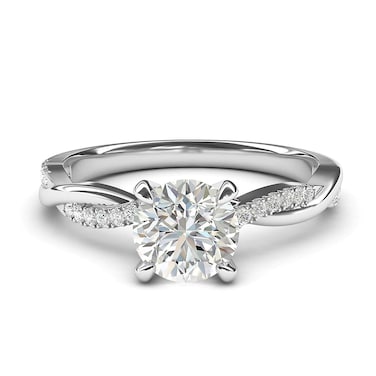 14k White Gold 4-Prong Petite Twisted Vine Simulated 1.0 CT Diamond Engagement Ring Promise Bridal Ring (5.5)
