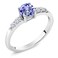 Gem Stone King 925 Sterling Silver 5MM Round Gemstone Birthstone and White Lab Grown Diamond Engagement Ring   Wedding Anniversary Promise Ring For Women   Available In Size 5, 6, 7, 8, 9