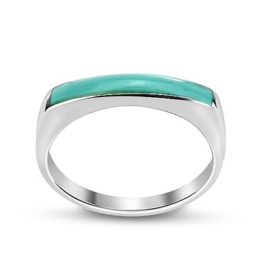 AeraVida Rectangular Bar Green Simulated Turquoise Stone Inlay .925 Sterling Silver Ring   Classic Wedding Rings For Women   Gift for Women (11)