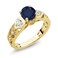Gem Stone King 18K Yellow Gold Plated Silver Round 6MM Gemstone Birthstone Engagement Ring   Wedding Anniversary Promise Ring For Women   Available In Size 5, 6, 7, 8, 9