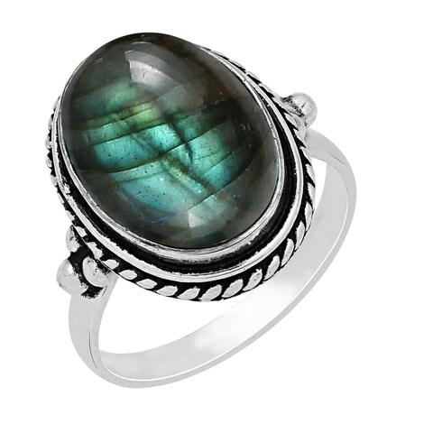 Labradorite Sterling Silver Plated Ring Size 5 For Women, Handmade August Bohemian Southwest Birthstone Ring Jewelry Mother&#39;s Day Christmas Gift For Her