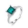 Gnteey Laboratory Grown Emerald Ring 925 Sterling Silver 7 * 7mm Princess Cut Emerald Solitaire Ring Engagement Ring for Women(7)