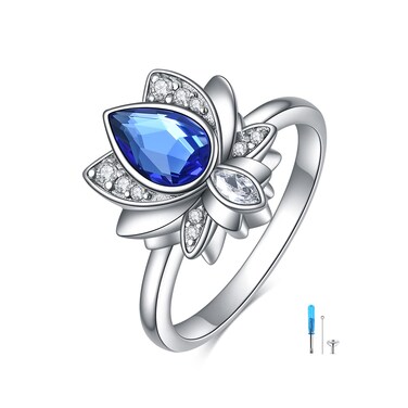 Lotus Urn Ring Jewelry for Ashes for Women Sterling Silver Keepsake Cremation Ring Jewelry
