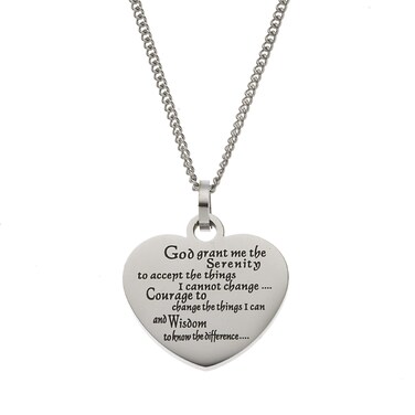 Serenity Prayer Necklace For Women- God Grant Me The Serenity 12 Step Sobriety Inspirational Pendant Necklace