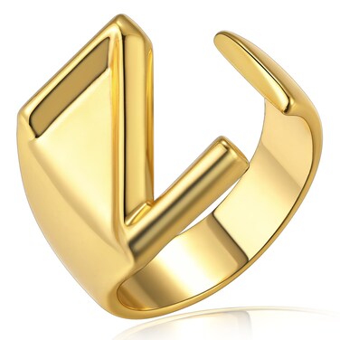 Gold Inital Z Name Ring for Women, GoldChic Jewelry Bold Alphabet Initials Rings Women&rsquo;s Statement Letter Ring