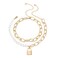 Rumtock Paperclip Link Chain Gold Necklace with Lock Pendant Pearl Choker Punk Necklace for Women Party Jewelry