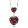 Gem Stone King 925 Sterling Silver Red Garnet Double Heart Pendant Necklace for Women (2.60 Cttw, Heart 8MM and 5MM, with 18 Inch Silver Chain)