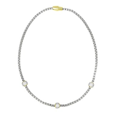 BIJOUX BOBBI Pave CZ Barrels on Box Chain Necklace