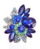 CSY Women's Dazzling Austrian Crystal Leaves Flower Cocktail Statement Rings Stretch Adjustable Ring for Party Wedding Brides Bridesmaids (royal blue)