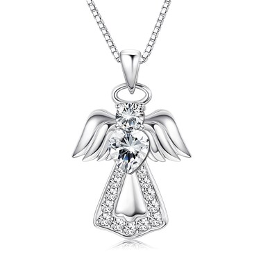 KesaPlan 925 Sterling Silver Guardian Angel Pendant Necklace for Women You Are My Angel With Wings Pendant Necklace Birthday Thanksgiving Day Mother's Day Christmas Day Jewelry Gift