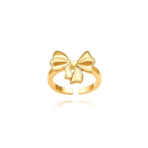 PEARLADA Statement Big Bow Ring for Women, Cute 18k Gold Ribbon Rings, Fashion Cocktail Ring Adjustable