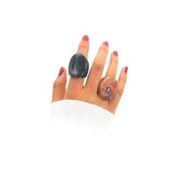 2Pcs Exaggerated Resin Chunky Knuckle Finger Rings for Women Teen Girls,Acrylic Resin Rings Vintage Simple Charm Geometric Rings Party Jewelry Gifts (A)