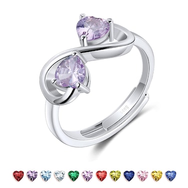 LEXLUNE Infinity Ring For Women, Infinity Love Ring For Her, Sterling S925 Silver Promise Ring, June Birthstone Alexandrite Ring Heart Ring 2 Birthstone Ring Friendship Rings For Daughter Mother