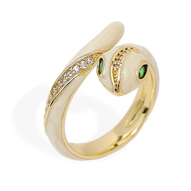 Frigotine Chunky Gold Snake Rhinestone Open Finger Ring for Woman，Trendy Punk Emerald Cubic Zirconia Adjustable Stackable Rings Fall Halloween Prom Jewelry Gift