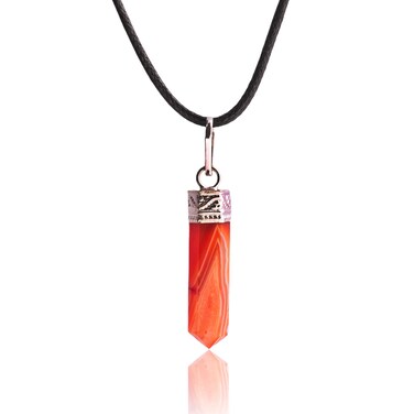 Reikved Carnelian Stone Natural Healing Crystals and Stones Crystal Pendants Necklace for Women Good Luck Charm Spiritual Gift for Him Her Jewelry for Women Men (Pencil pdt)