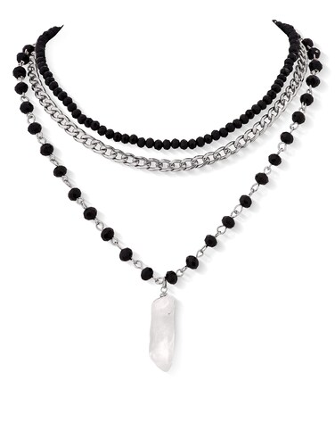 Sacina Gothic Boho Layered Black Crystal Necklace, Boho Necklace, Gothic Necklace, Halloween Christmas New Year Jewelry Gift For Women