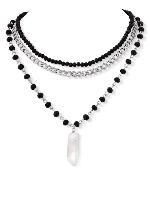 Sacina Gothic Boho Layered Black Crystal Necklace, Boho Necklace, Gothic Necklace, Halloween Christmas New Year Jewelry Gift For Women