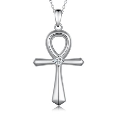 Feijiesi Ankh Necklace Sterling Silver Ankh Egyptian Necklace Egyptian Jewelry for Women Men