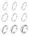 Tornito 9Pcs Stackable Eternity Ring Stainless Steel Band Knuckle Engagement Wedding Ring Size 8 for Women Silver Tone