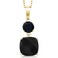 Gem Stone King 18K Yellow Gold Plated Silver Black Onyx Pendant Necklace For Women (4.60 Cttw, Gemstone December Birthstone, Cushion Checkerboard 10MM, Round 6MM)