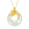 204Dealnow White Jade Donut Pendant Necklace Jewelry Natural 925 Silver, White Gemstone Gold Plated Pendant Gift Valentine Birthday With Good Fortune Length Adjustable