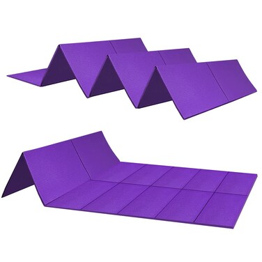 JBM Folding Yoga Mat 68''L x 24''W x 1/4 Inch Thick Travel Yoga Mat for Yoga,Pilates, Meditation and Floor Workouts (Purple)