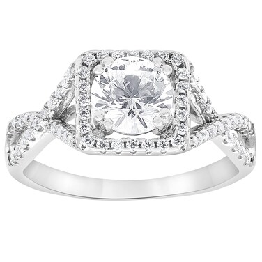 Beyond Brilliance Square Frame 2.50 Carat Round Cubic Zirconia Halo Engagement Ring Sterling Silver   Fashion Jewelry for Women   Gift Box Included (Size 5)