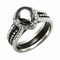 Womens Black Pear CZ Two Tone Black Stainless Steel 2 RINGS SET-SIZE 6