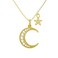 Yafeeso 14K Gold Crescent Moon Necklace, Solid Moon and Star Pendant Necklace with 5A Cubic Zirconia Anniversary Birthday Jewelry Gifts for Her, 16+2 Inch