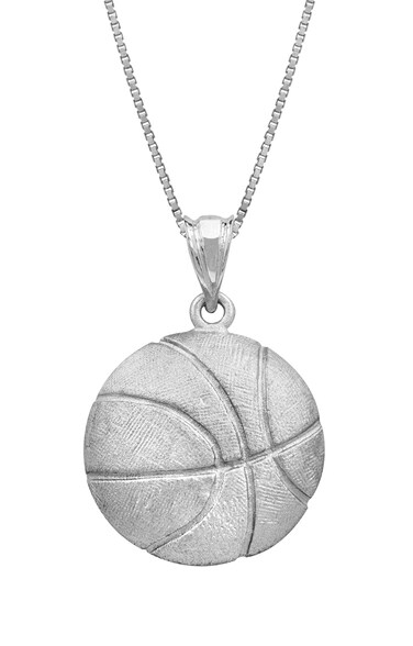 Honolulu Jewelry Company Sterling Silver Basketball Necklace Pendant with 18" Box Chain