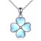 JERWLI Clover Moonstone Necklace 925 Sterling Silver Four Leaf Clover Necklace Lucky Clover Jewelry Moonstone 4 Leaf Clover Pendant for Women