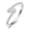 JIARUI 925 Sterling Silver Double Heart Eternity Ring Bezel Setting Round Cubic Zirconia Wedding Ring Promise Ring for Her Size 8