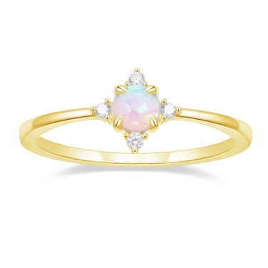 SHINYSO 14K Gold Plated Wedding Band for Women Thin Stackable Rings Opal Dainty Cubic Zirconia CZ Promise Engagement Ring Size 4-10 (Gold,Size 6)