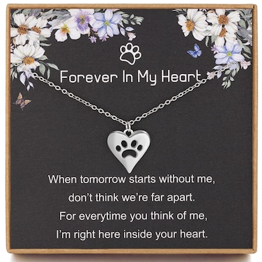 MADAOGO Dog Memorial Gifts for Loss of Dog, 925 Sterling Silver Paw Necklace for Women, Cat Memorial Necklace, Bereavement Gifts for Loss of Pet