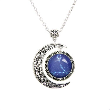 Blue Zodiac Sign necklace Moon pendant Pisces jewelry Pisces necklace Constellation Fashion gifts for women 22