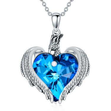 SLIACETE Phoenix Crystal Necklace 925 Sterling Silver Firebird Nirvana Jewelry Gifts for Women Wife Mom Girlfriend