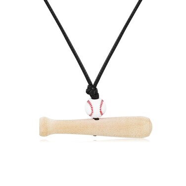 Catuni Baseball Necklace Baseball Bat Necklace Wooden Bat Pendant Women Men Sport Team Gift Baseball Gift Jewelry