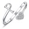 MILACOLATO 925 Sterling Silver Ring 18K White Gold Plated Initial Heart Rings Adjustable Capital Letter Initial Rings for Women Stackable Thumb Pinky Rings Valentine&#39;s Day Jewelry Trendy Stuff, P