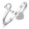 MILACOLATO 925 Sterling Silver Ring 18K White Gold Plated Initial Heart Rings Adjustable Capital Letter Initial Rings for Women Stackable Thumb Pinky Rings Valentine's Day Jewelry Trendy Stuff, P