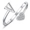 MILACOLATO 925 Sterling Silver Ring 18K White Gold Plated Initial Heart Rings Adjustable Capital Letter Initial Rings for Women Stackable Thumb Pinky Rings Valentine&#39;s Day Jewelry Trendy Stuff, V