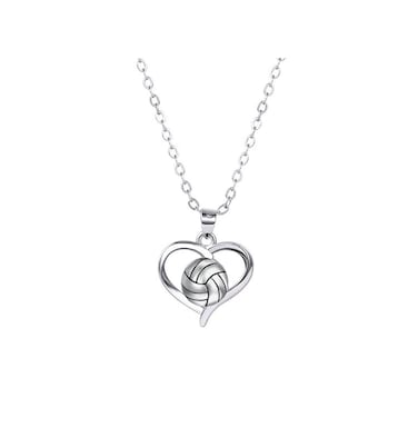 Izpack Fashion Volleyball Love Heart Pendant Necklace Cute Sport Fans Hearted Adjustable Chain Necklace Minimalist Jewelry Gifts for Women Athlete