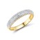 Santuzza 10K Yellow Solid Gold 3-Row Pave Diamond Ring 0.2 ct Genuine Diamond Dainty Statement Ring for Women (8)
