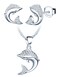 Yumilok Zircon Dolphin Necklace And Earring Sets for Women Jewelry Sets Sterling Silver Ocean Animal Stud Earrings Pendant Necklace Teen Friend Mom Wife Birthday Aniversario Gift Silver