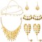 Inbagi Belly Dance Jewelry Set Women Belly Dance Gold Sequins Head Chain Coins Necklace Earrings Bracelets Bohemian Tassel Anklet Chain Hand Ring Bracelet Belly Dance Anklet Coin Veil Necklace
