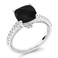 Gem Stone King 4.07 Cttw Black Onyx and White Created Sapphire Engagement Ring For Women In 925 Sterling Silver   Cushion Checkerboard Cut 10MM   Gemstone Birthstone   Available In Size 5-9